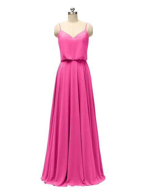 Elegant Spaghetti Strap Chiffon Floor Length Maxi Modern Bridesmaid