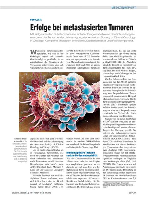 Onkologie Erfolge Bei Metastasierten Tumoren