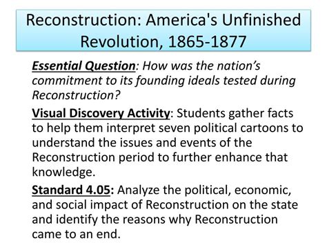 Ppt Reconstruction Americas Unfinished Revolution 1865 1877