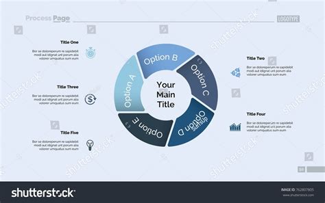 Pie Chart With Five Elements Template Royalty Free Stock Vector