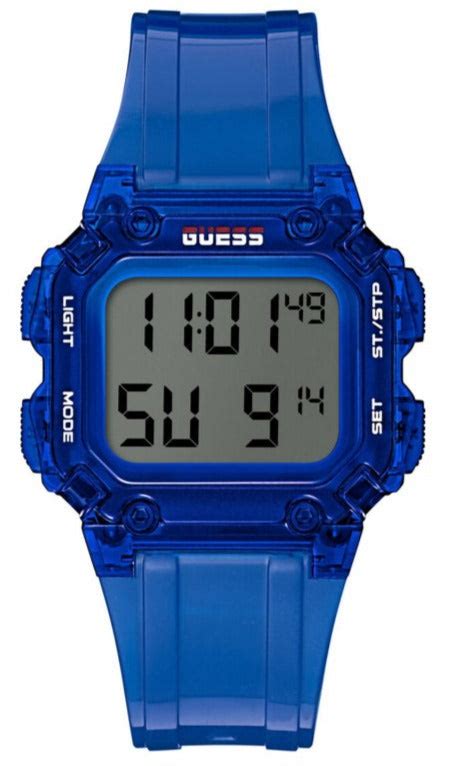 Guess Stealth Blue Dial Blue Rubber Strap Watch for Men