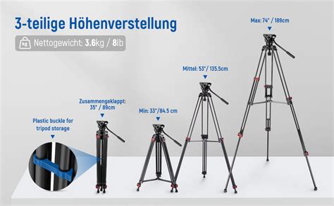 Neewer Cm Pro Videostativ Mit Fluidkopf Strapazierf Hig