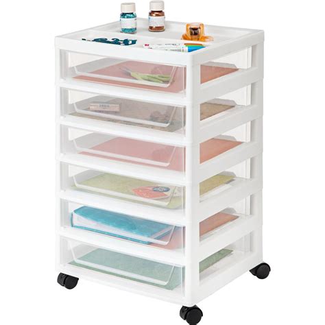 Iris 90 Qt 6 Drawer Scrapbook Cart In White 585451 The Home Depot