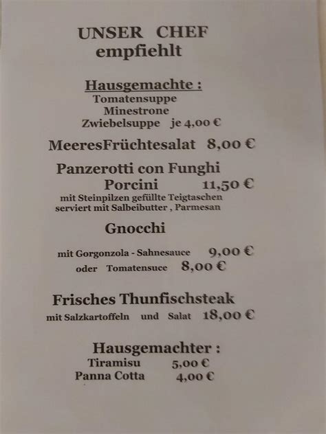 Speisekarte Von Tinas Pizzeria Ristorante Idar Oberstein Hauptstra E