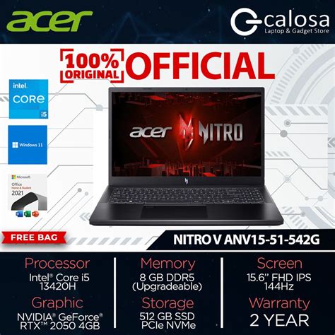 Jual Acer Nitro V 15 Anv15 51 542g I5 13420h Ram 8gb Ssd512gb Rtx2050 Windows 11 Ohs 2021