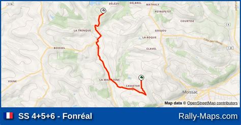 SS 4 5 6 Fonréal stage map Rallye Régional du Chasselas 1995 Coupe