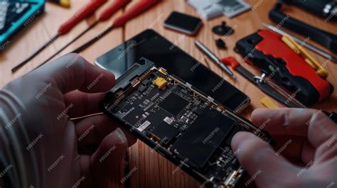 Premium Photo A Technician Repairing A Broken Smartphone