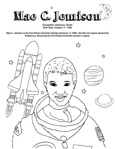 Printable Mae Jemison Coloring Page Free Printable Coloring Pages For