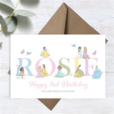 Personalised Printed Any Age Birthday Card Princesses Daughter Niece