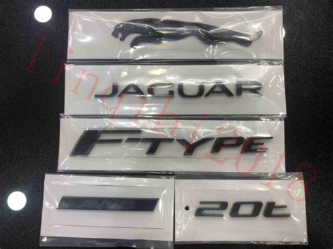 5pcs Glossy Black Logo Emblem Rear Badge Decal For Jaguar 2017 F Type