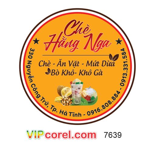 Tem nhãn Chè Hằng Nga quán chè văn vặt file corel Download file