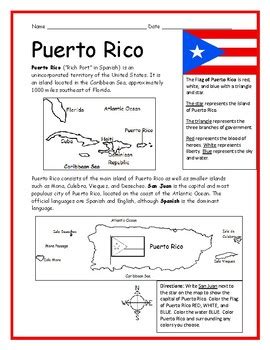 Puerto Rico Worksheets Teaching Resources TPT