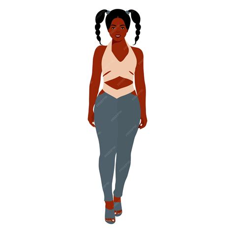 Premium Vector Young Stylish Black Woman In Elegant Style Vector