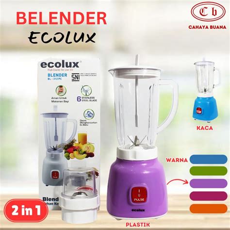 Jual Blender ECOLUX Plastik Kaca BL 312 PC 6 Mata Pisau Dry