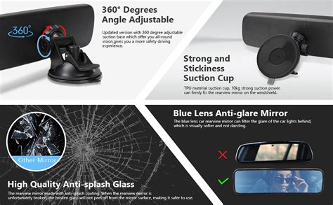 Amazon 12 Large Convex Rear View Mirror Suction Cup Anti Glare