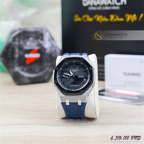 Đồng hồ Nam Casio GShock GA 2100SKE 7ADR Custom Dây cao su màu xanh