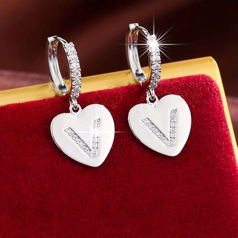 Heart Pendant Letter Print Dangle Earrings Elegant Temu United Kingdom