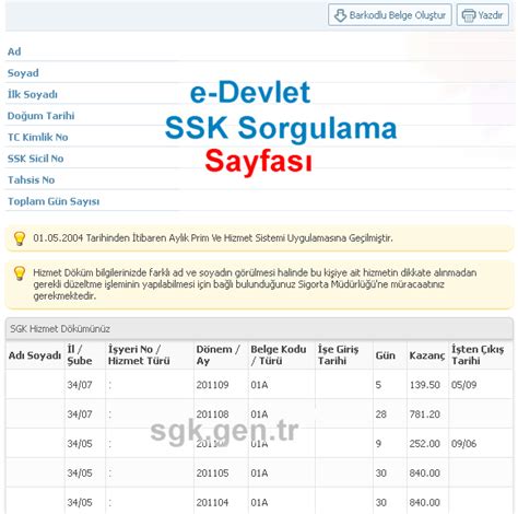 E DEVLET SGK SSK Sorgulama