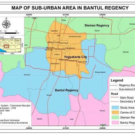 map   urban areas  bantul regency  scientific diagram