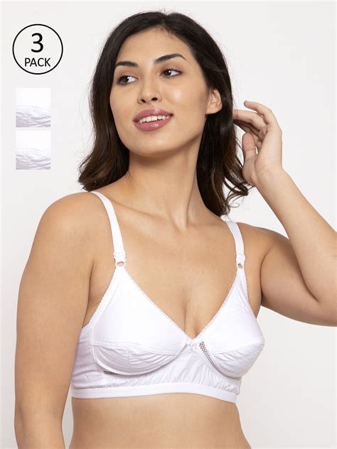 Buy Innocence Women Pack Of 3 White Solid Non Wired Non Padded Beginner Bras Bbaplin90608 Bra