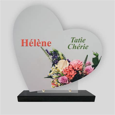 Plaque Fun Raire Personnalis E C Ur Bouquet De Fleurs Photo Sans