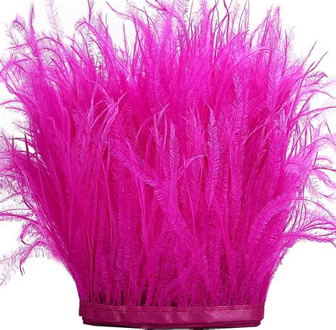 Tharaht Hot Pink Ostrich Feathers Trim Sewing Fringe Yard Inch For