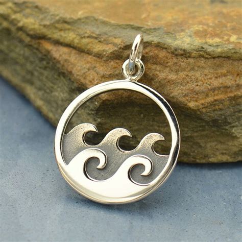 Sterling Silver Ocean Wave Charm Ocean Pendant Wave Pendant Etsy