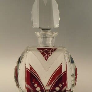 Bohemian Czech Art Deco Glass Perfume Bottle Flacon By Karel Etsy