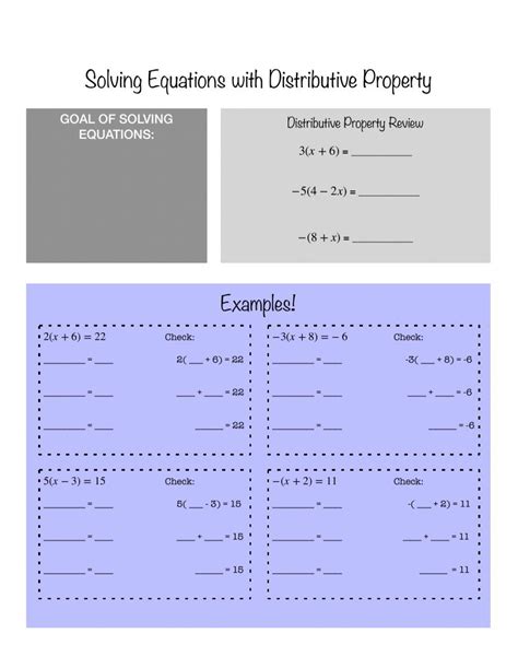 Solving Equations With Distributive Property Notes Algebra