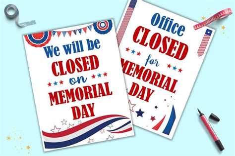 Free Office Closed For Memorial Day Sign Printable The Artisan Life