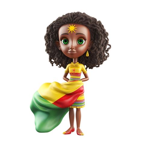 Premium AI Image 3D Render Of An African American Girl With A Flag Of