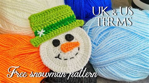 Free crochet snowman applique pattern | Crochet snowman, Crochet ...