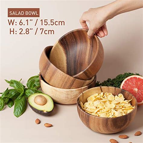 Acacia Wooden Salad Bowl 6 3inches Set Of 4 Individual Salad Bowls