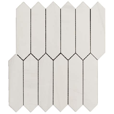 Dolomite Mosaic Tile Elongated Hexagons Picket Polished