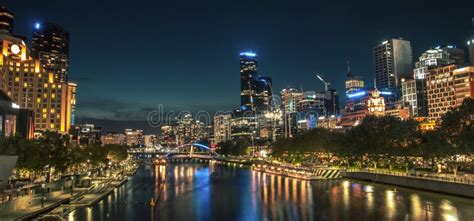 Melbourne City Skyline at Night Stock Photo - Image of lifestyle, scene ...