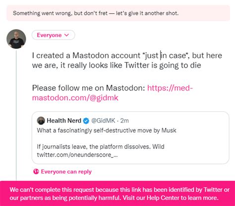 Cali On Twitter Rt Gidmk Twitter No Longer Allows Links To Mastodon