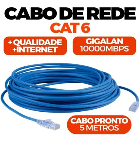 Cabo De Rede 5 Metros Blindado Cat6 Ethernet Rj45 Gigabit Escorrega O