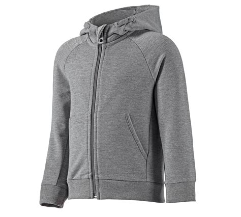 E S Hoody Sweatjacke Cotton Stretch Kinder Graumeliert Strauss