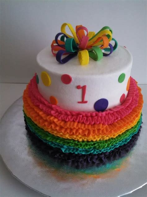 Multi Color Ruffle Cake With Smash Cake CakeCentral