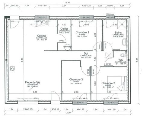 Plan Maison Plain Pied 80m2 3 Chambres Sans Garage