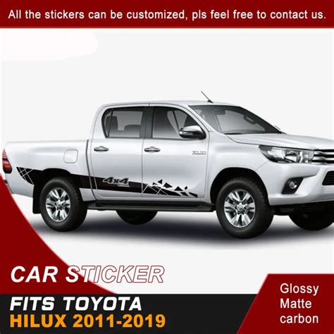 For Toyota Hilux Revo 2011 2019 Car Stickers 2 Pcs Side Door Stripe 4X4