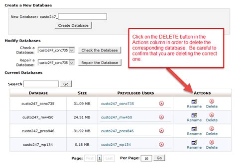 How To Delete A Database In Cpanel Web Hosting Hub