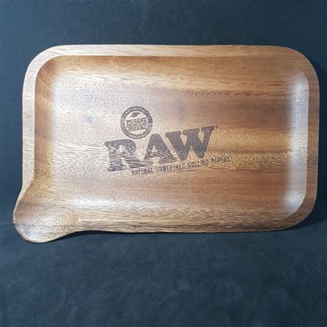 Raw Wooden Rolling Tray With Pour Spout R420 Supplies