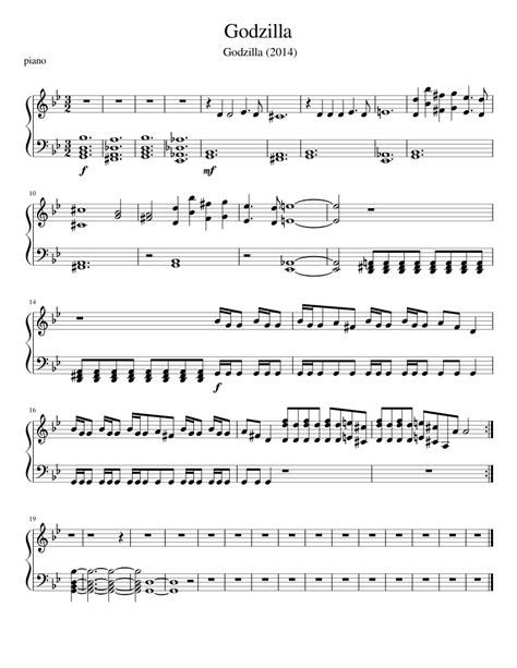 Godzilla Sheet Music For Piano Solo