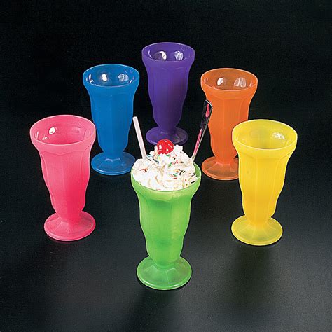 6 Piece Set Assorted Color Soda Ice Cream Float Plastic Glasses- Buy ...