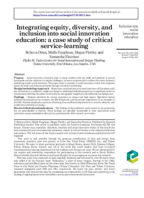 Pdf Integrating Equity Diversity And Inclusion Into Social