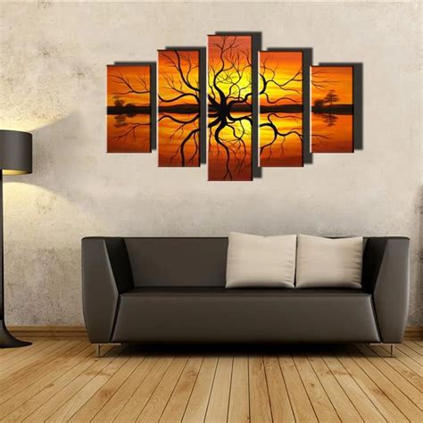 MUYA 5 piece canvas art large Abstract modern paintings african sunset ...