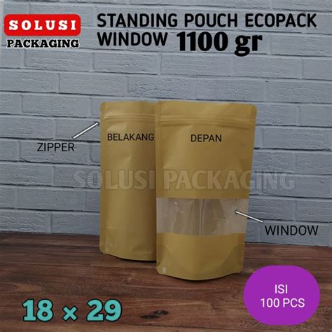 Isi Pcs Standing Pouch Kertas Ecopack Window Kg Kpack Kemasan