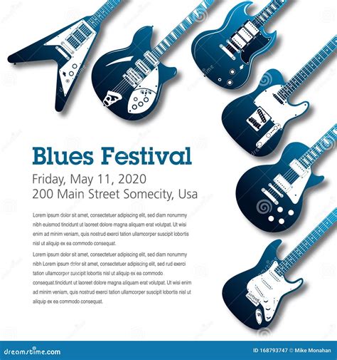 Blues Themed Music Poster Background Stock Vector Illustration Of