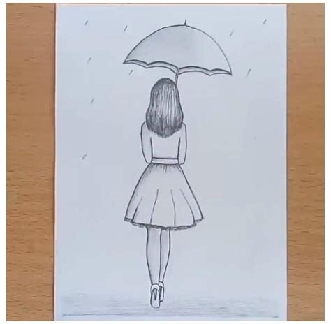 How to draw a girl with umbrella pencil sketch step by step #easy # ...